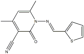 4,6-dimethyl-2-oxo-1-[(2-thienylmethylene)amino]-1,2-dihydro-3-pyridinecarbonitrile Struktur