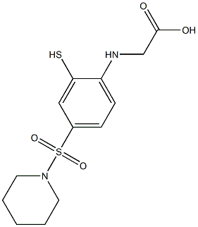 2-((2-mercapto-4-(piperidin-1-ylsulfonyl)phenyl)amino)acetic acid Struktur