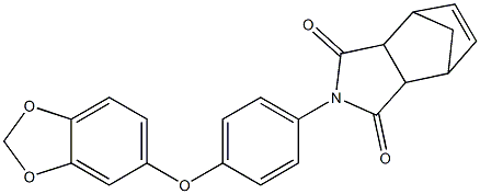 2-(4-(benzo[d][1,3]dioxol-5-yloxy)phenyl)-3a,4,7,7a-tetrahydro-1H-4,7-methanoisoindole-1,3(2H)-dione Struktur