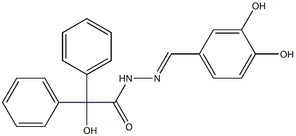 (E)-N'-(3,4-dihydroxybenzylidene)-2-hydroxy-2,2-diphenylacetohydrazide Struktur