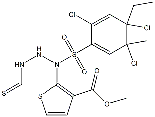 methyl 4-ethyl-5-methyl-2-(2-((2,4,5-trichlorophenyl)sulfonyl)hydrazinecarbothioamido)thiophene-3-carboxylate Struktur