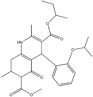 3-sec-butyl 6-methyl 4-(2-isopropoxyphenyl)-2,7-dimethyl-5-oxo-1,4,5,6,7,8-hexahydroquinoline-3,6-dicarboxylate Struktur