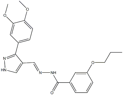 (E)-N'-((3-(3,4-dimethoxyphenyl)-1H-pyrazol-4-yl)methylene)-3-propoxybenzohydrazide Struktur