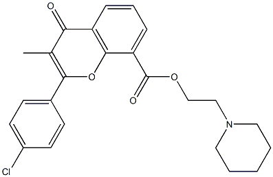 2-(piperidin-1-yl)ethyl 2-(4-chlorophenyl)-3-methyl-4-oxo-4H-chromene-8-carboxylate Struktur