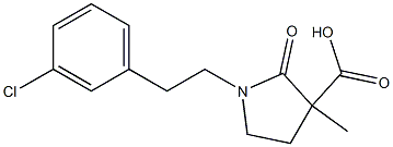 1-(3-chlorophenethyl)-3-methyl-2-oxopyrrolidine-3-carboxylic acid Struktur