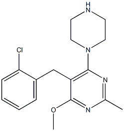 5-(2-chlorobenzyl)-4-methoxy-2-methyl-6-(piperazin-1-yl)pyrimidine Struktur