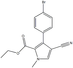 ethyl 3-(4-bromophenyl)-4-cyano-1-methyl-1H-pyrrole-2-carboxylate Struktur