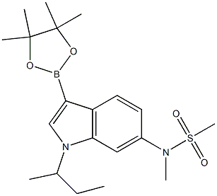 N-(1-sec-butyl-3-(4,4,5,5-tetramethyl-1,3,2-dioxaborolan-2-yl)-1H-indol-6-yl)-N-methylmethanesulfonamide Struktur