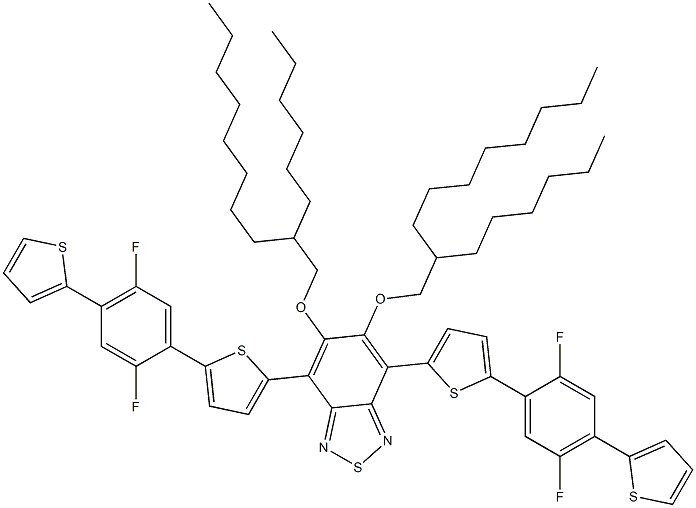 4,7-bis(5-(2,5-difluoro-4-(thiophen-2-yl)phenyl)thiophen-2-yl)-5,6-bis((2-hexyldecyl)oxy)benzo[c][1,2,5]thiadiazole Struktur