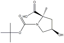 (2R,4R)-1-(TERT-BUTOXYCARBONYL)-4-HYDROXY-2-METHYLPYRROLIDINE-2-CARBOXYLIC ACID Struktur