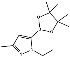 1-Ethyl-3-methyl-5-(4,4,5,5-tetramethyl-[1,3,2]dioxaborolan-2-yl)-1H-pyrazole Struktur