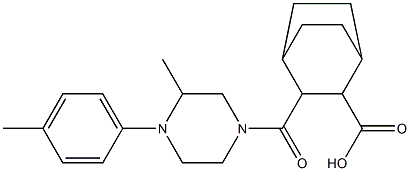 3-(3-methyl-4-(p-tolyl)piperazine-1-carbonyl)bicyclo[2.2.2]octane-2-carboxylic acid Struktur