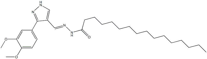 (E)-N'-((3-(3,4-dimethoxyphenyl)-1H-pyrazol-4-yl)methylene)palmitohydrazide Struktur