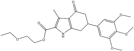 2-ethoxyethyl 3-methyl-4-oxo-6-(3,4,5-trimethoxyphenyl)-4,5,6,7-tetrahydro-1H-indole-2-carboxylate Struktur