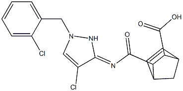 3-((4-chloro-1-(2-chlorobenzyl)-1H-pyrazol-3(2H)-ylidene)carbamoyl)bicyclo[2.2.1]hept-5-ene-2-carboxylic acid Struktur