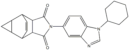 2-(1-cyclohexyl-1H-benzo[d]imidazol-5-yl)-4,4a,5,5a,6,6a-hexahydro-4,6-ethenocyclopropa[f]isoindole-1,3(2H,3aH)-dione Struktur