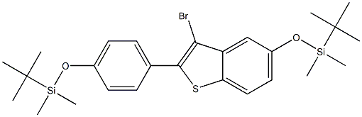 (3-bromo-2-(4-(tert-butyldimethylsilyloxy)phenyl)benzo[b]thiophen-5-yloxy)(tert-butyl)dimethylsilane Struktur