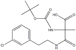 2-(tert-butoxycarbonylamino)-3-(3-chlorophenethylamino)-2-methyl-3-oxopropanoic acid Struktur