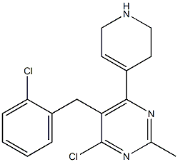 4-chloro-5-(2-chlorobenzyl)-2-methyl-6-(1,2,3,6-tetrahydropyridin-4-yl)pyrimidine Struktur