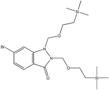 6-bromo-1,2-bis((2-(trimethylsilyl)ethoxy)methyl)-1H-indazol-3(2H)-one Struktur