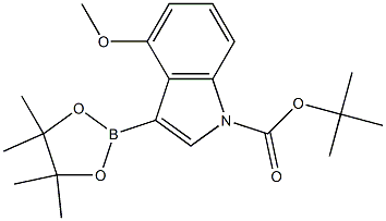 tert-butyl 4-methoxy-3-(4,4,5,5-tetramethyl-1,3,2-dioxaborolan-2-yl)-1H-indole-1-carboxylate Struktur