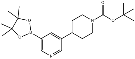 tert-butyl 4-(5-(4,4,5,5-tetramethyl-1,3,2-dioxaborolan-2-yl)pyridin-3-yl)piperidine-1-carboxylate Struktur