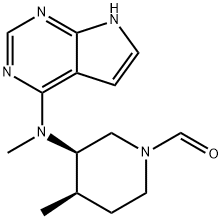 (3R,4R)-4-methyl-3-(methyl(7H-pyrrolo[2,3-d]pyrimidin-4-yl)amino)piperidine-1-carbaldehyde Struktur