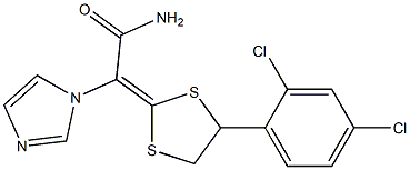 (E)-2-(4-(2,4-dichlorophenyl)-1,3-dithiolan-2-ylidene)-2-(1H-imidazol-1-yl)acetamide Struktur