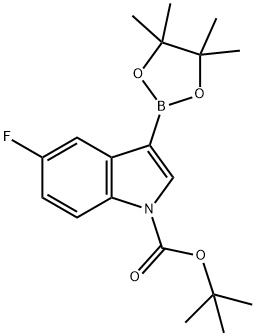 TERT-BUTYL 5-FLUORO-3-(4,4,5,5-TETRAMETHYL-1,3,2-DIOXABOROLAN-2-YL)-1H-INDOLE-1-CARBOXYLATE Struktur