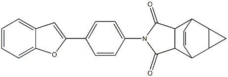 2-(4-(benzofuran-2-yl)phenyl)-4,4a,5,5a,6,6a-hexahydro-4,6-ethenocyclopropa[f]isoindole-1,3(2H,3aH)-dione Struktur