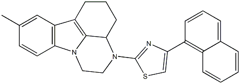 2-(8-methyl-3a,4,5,6-tetrahydro-1H-pyrazino[3,2,1-jk]carbazol-3(2H)-yl)-4-(naphthalen-1-yl)thiazole Struktur