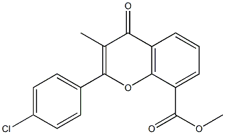 methyl 2-(4-chlorophenyl)-3-methyl-4-oxo-4H-chromene-8-carboxylate Struktur