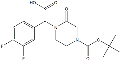 2-(4-(tert-butoxycarbonyl)-2-oxopiperazin-1-yl)-2-(3,4-difluorophenyl)acetic acid Struktur