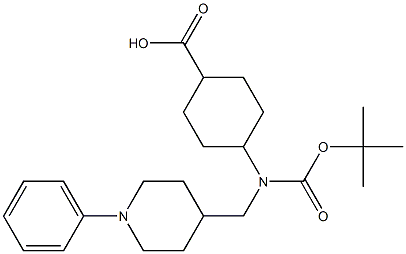 4-(tert-butoxycarbonyl((1-phenylpiperidin-4-yl)methyl)amino)cyclohexanecarboxylic acid Struktur