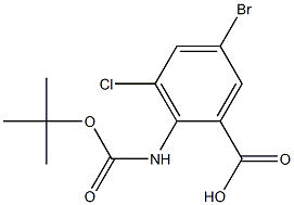 5-bromo-2-(tert-butoxycarbonylamino)-3-chlorobenzoic acid Struktur