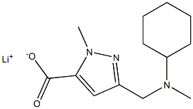 lithium 3-((cyclohexyl(methyl)amino)methyl)-1-methyl-1H-pyrazole-5-carboxylate Struktur