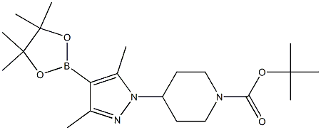 tert-butyl 4-(3,5-dimethyl-4-(4,4,5,5-tetramethyl-1,3,2-dioxaborolan-2-yl)-1H-pyrazol-1-yl)piperidine-1-carboxylate Struktur