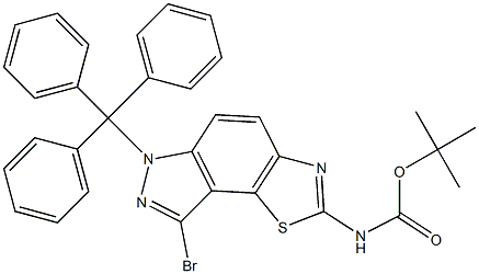 tert-butyl 8-bromo-6-trityl-6H-thiazolo[5,4-e]indazol-2-ylcarbamate Struktur