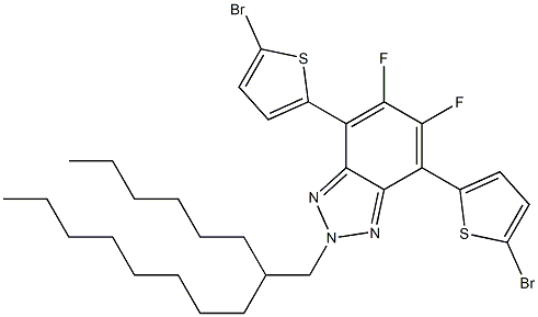 4,7-Bis-(5-bromo-thiophen-2-yl)-5,6-difluoro-2-(2-hexyl-decyl)-2H-benzotriazole Struktur