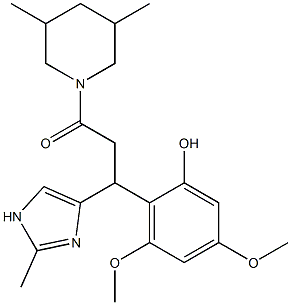 1-(3,5-Dimethyl-piperidin-1-yl)-3-(2-hydroxy-4,6-dimethoxy-phenyl)-3-(2-methyl-1H-imidazol-4-yl)-propan-1-one Struktur