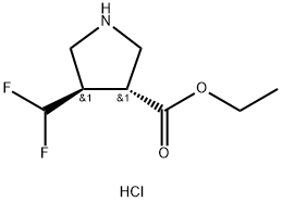 ethyl trans-4-(difluoromethyl)pyrrolidine-3-carboxylate hydrochloride Struktur