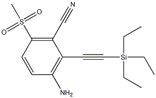 3-amino-6-(methylsulfonyl)-2-((triethylsilyl)ethynyl)benzonitrile Struktur