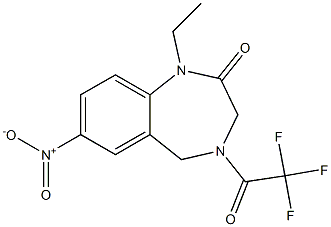 1-ethyl-7-nitro-4-(2,2,2-trifluoroacetyl)-4,5-dihydro-1H-benzo[e][1,4]diazepin-2(3H)-one Struktur