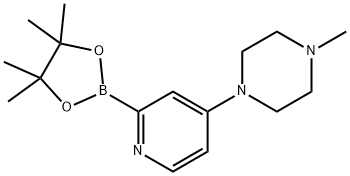 1-methyl-4-(2-(4,4,5,5-tetramethyl-1,3,2-dioxaborolan-2-yl)pyridin-4-yl)piperazine Struktur