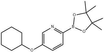 5-(cyclohexyloxy)-2-(4,4,5,5-tetramethyl-1,3,2-dioxaborolan-2-yl)pyridine Struktur