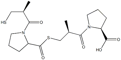 (2S)-1-[(2S)-3-[[[(2S)-1-[(2S)-2-methyl-3-sulfanylpropanoyl]pyrrolidin-2-yl]carbonyl]sulfanyl]-2-methylpropanoyl]pyrrolidine-2-carboxylic acid Struktur