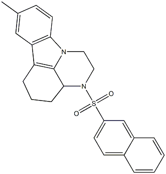 8-methyl-3-(naphthalen-2-ylsulfonyl)-2,3,3a,4,5,6-hexahydro-1H-pyrazino[3,2,1-jk]carbazole Struktur