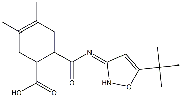 6-((5-(tert-butyl)isoxazol-3(2H)-ylidene)carbamoyl)-3,4-dimethylcyclohex-3-enecarboxylic acid Struktur