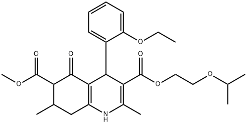 3-(2-isopropoxyethyl) 6-methyl 4-(2-ethoxyphenyl)-2,7-dimethyl-5-oxo-1,4,5,6,7,8-hexahydroquinoline-3,6-dicarboxylate Struktur