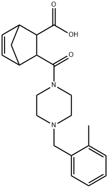 3-(4-(2-methylbenzyl)piperazine-1-carbonyl)bicyclo[2.2.1]hept-5-ene-2-carboxylic acid Struktur